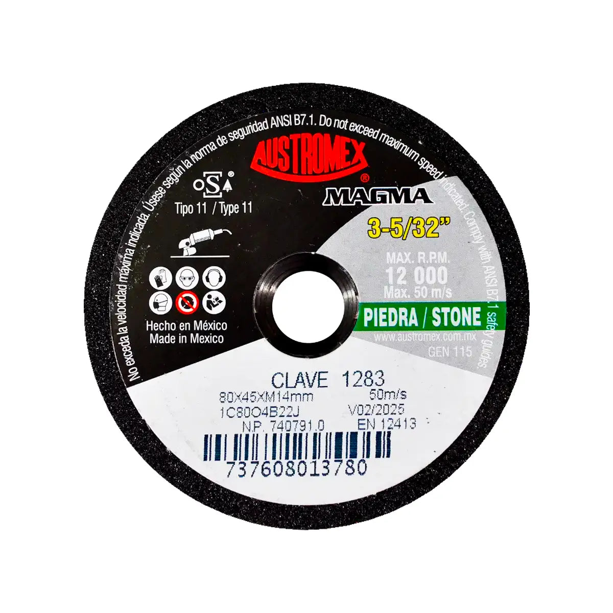 Copa Abrasiva 3-5/32"X1-3/4"Xm14-2 Grano 80 (Uso En Pied-Conc-Ladr-Marm-Gran) Chip-Cut