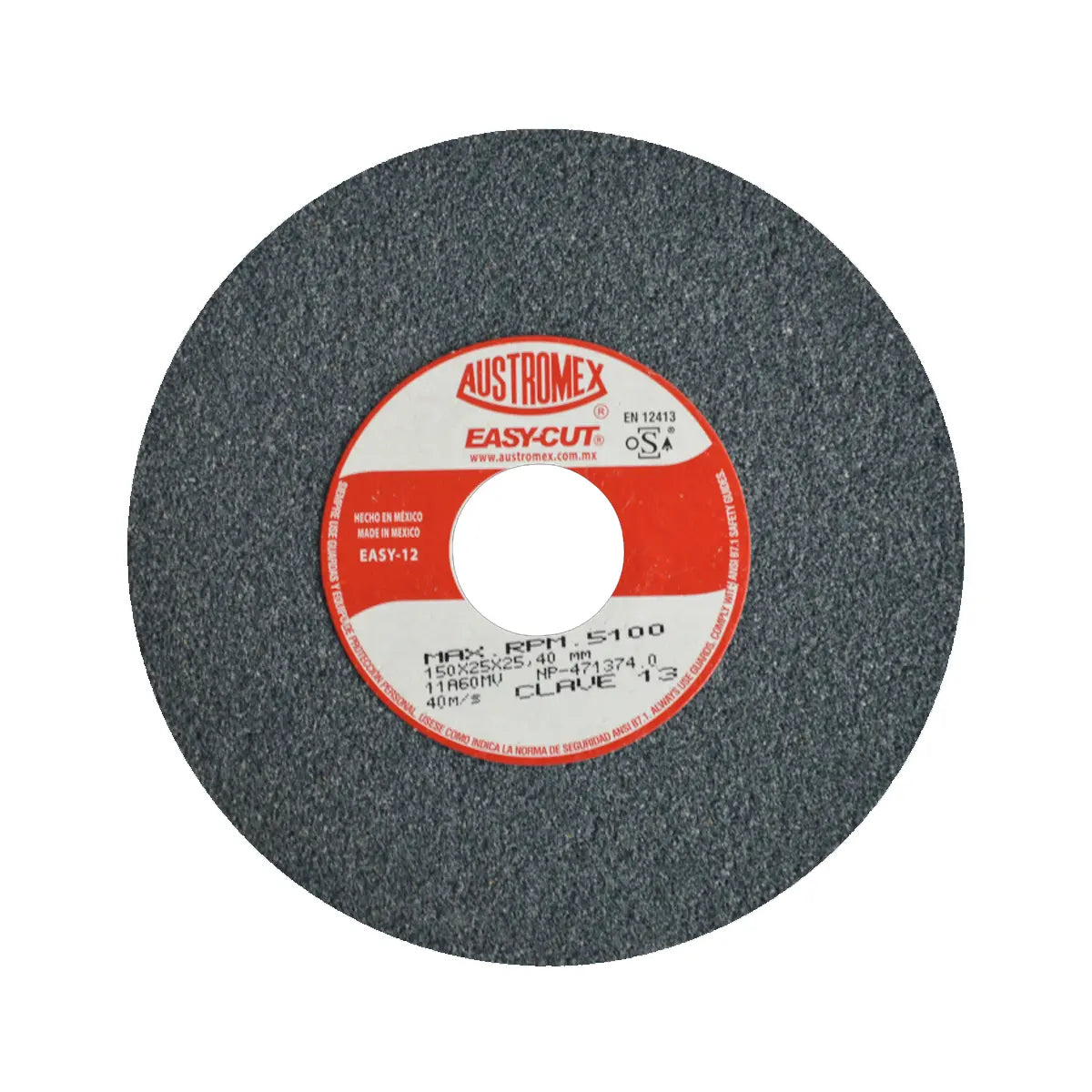 Piedra Abrasiva T-1 6"X1"X1" G60 Gris Medio Uso Gral-Metal-Esmerilar-Afilar-H.forj (Easy-Cut)