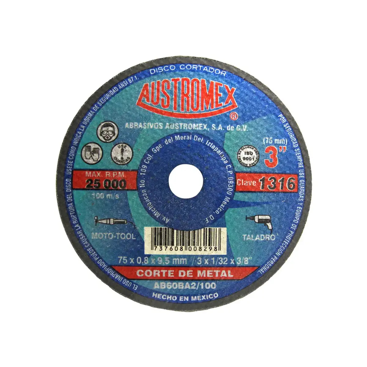Disco Para Corte De Metal 3"X1/32"X3/8" Larga Duracion