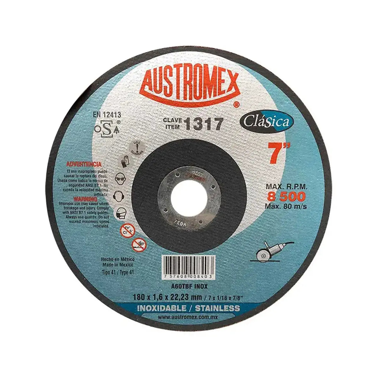 Disco Para Corte De Acero Inoxidable 7"X1.5Mmx7/8" Super Delgado