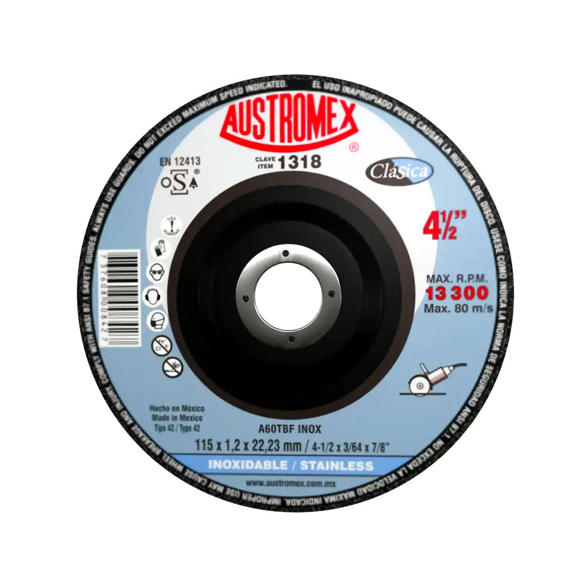 Disco T-27 4.1/2"X0.04"X7/8" P/Corte De Acero Inox. Triple Malla De F.v.