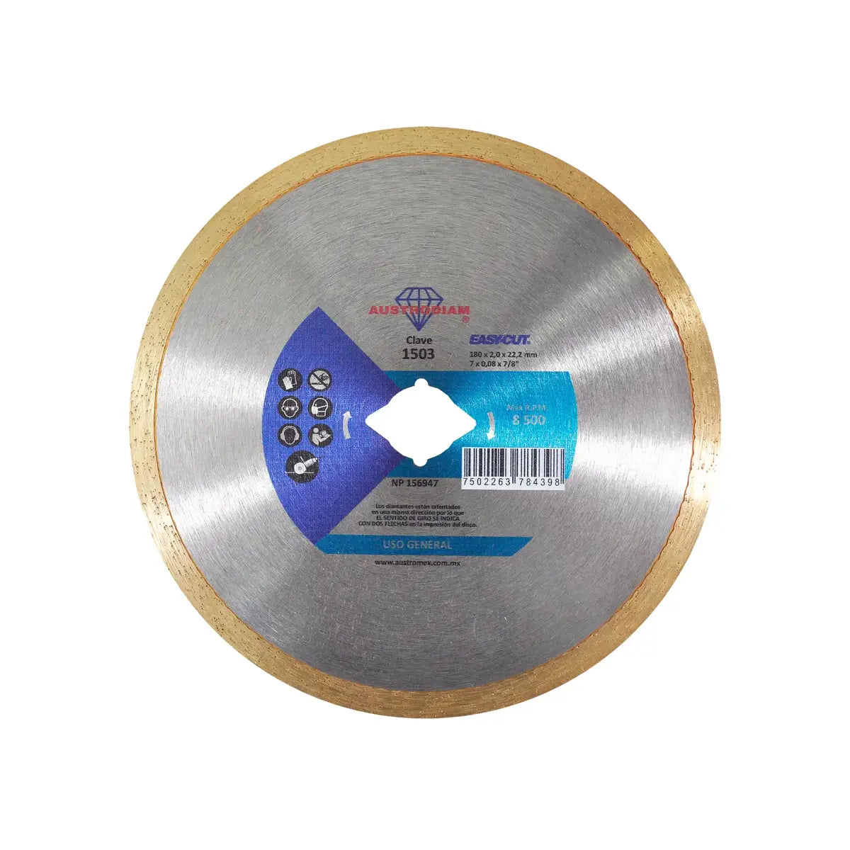 Disco De Diamante 7"X0.08"X7/8" Rin Continuo Usos Generales (Easy-Cut)