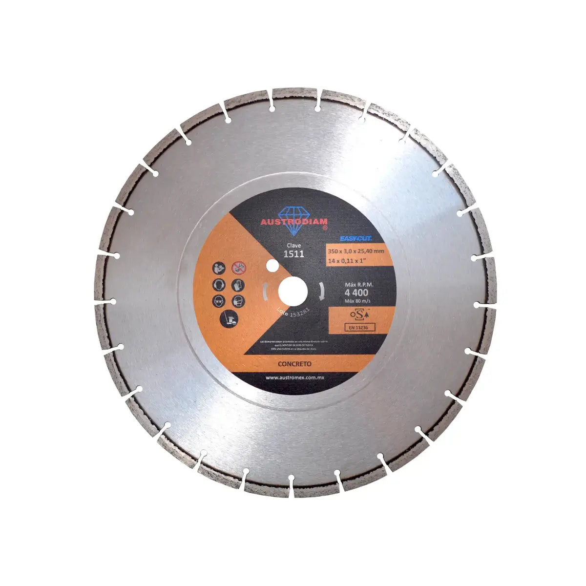 Disco De Diamante 14"X0.110"X1" Segmentado P/Corte De Concreto Curado (Easy-Cut)