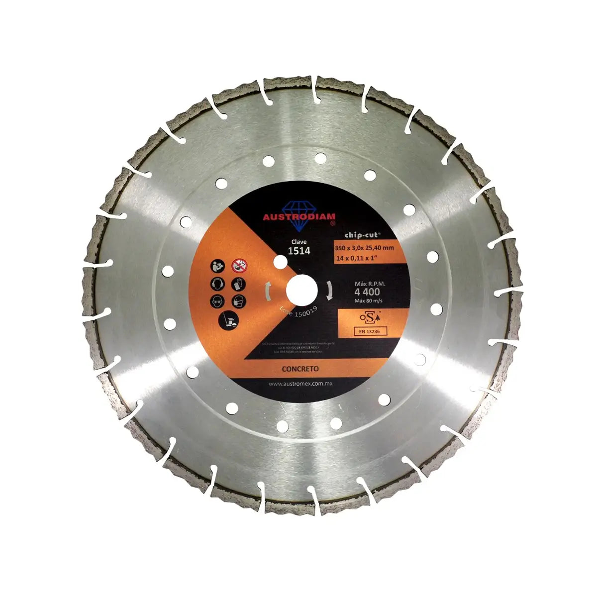 Disco De Diamante 14"X0.110"X1" Segmentado P/Corte De Concreto Curado (Chip-Cut)