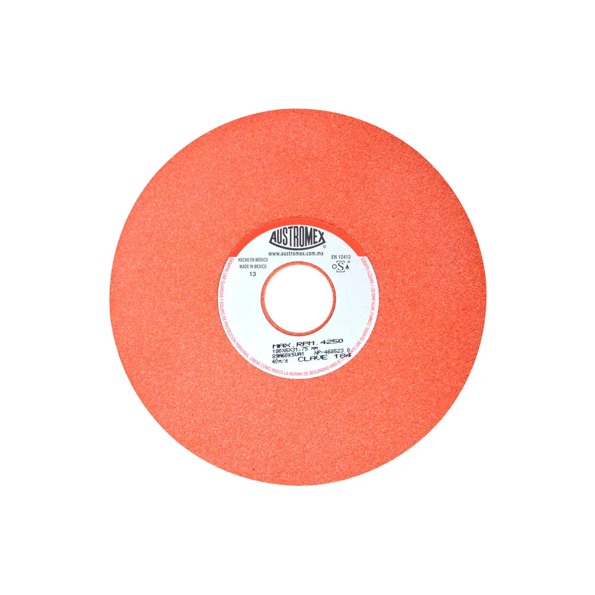 Piedra Abrasiva T-1 6"X1/4"X1.1/4" G60 Naranja Uso Gral-Metal-Afilar,Fresas,Brocas-Carbon