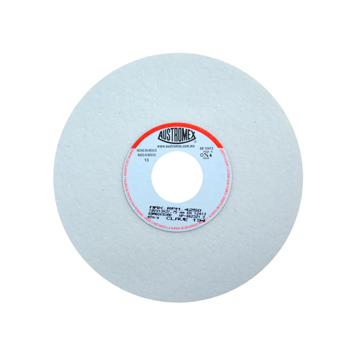 Piedra Abrasiva T-1 7"X1/2"X1.1/4" G60 Blanca Uso Gral-Metal-Rectificar-Carbon