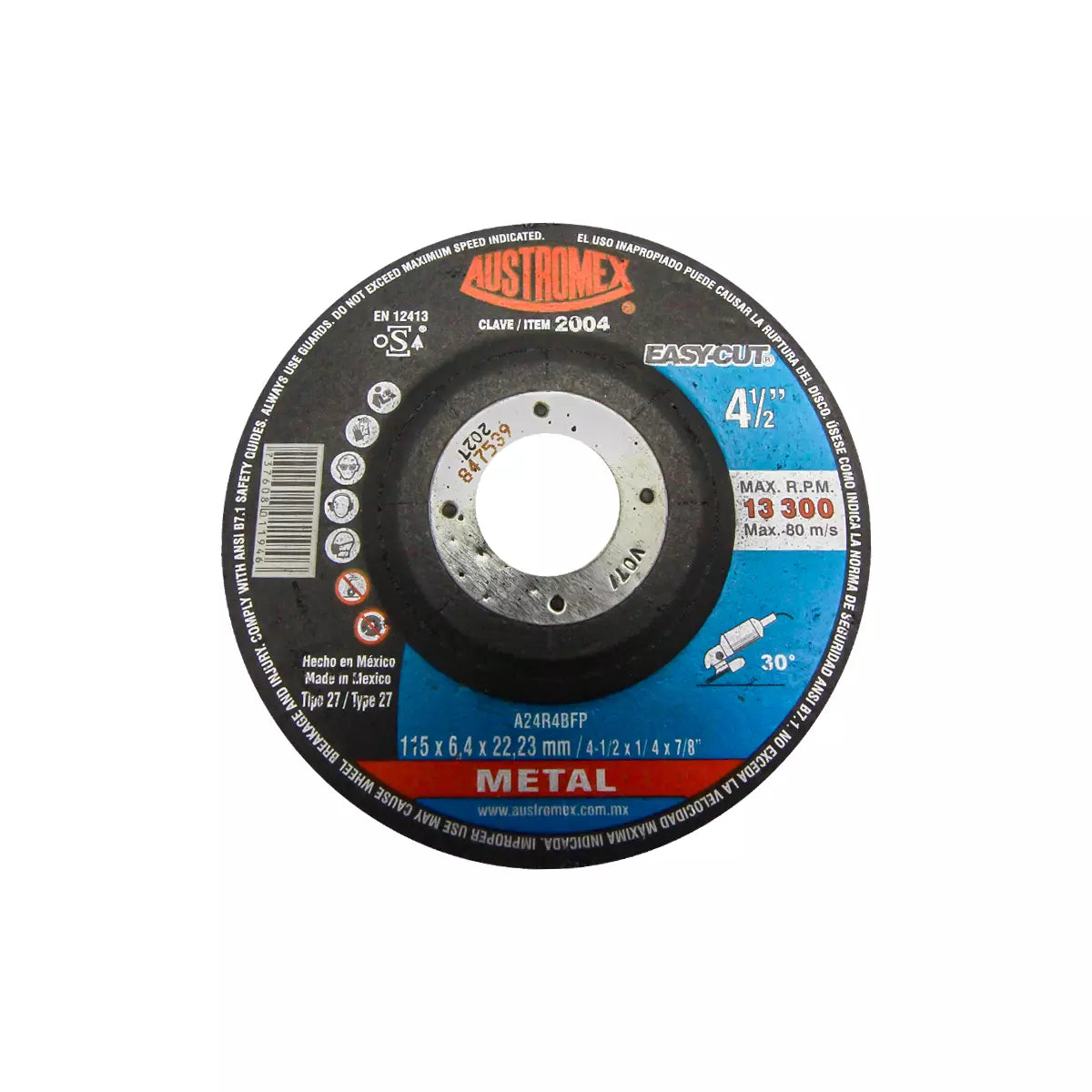 Disco T-27 4.1/2"X1/4"X7/8" Para Desbaste De Metal (Easy-Cut)