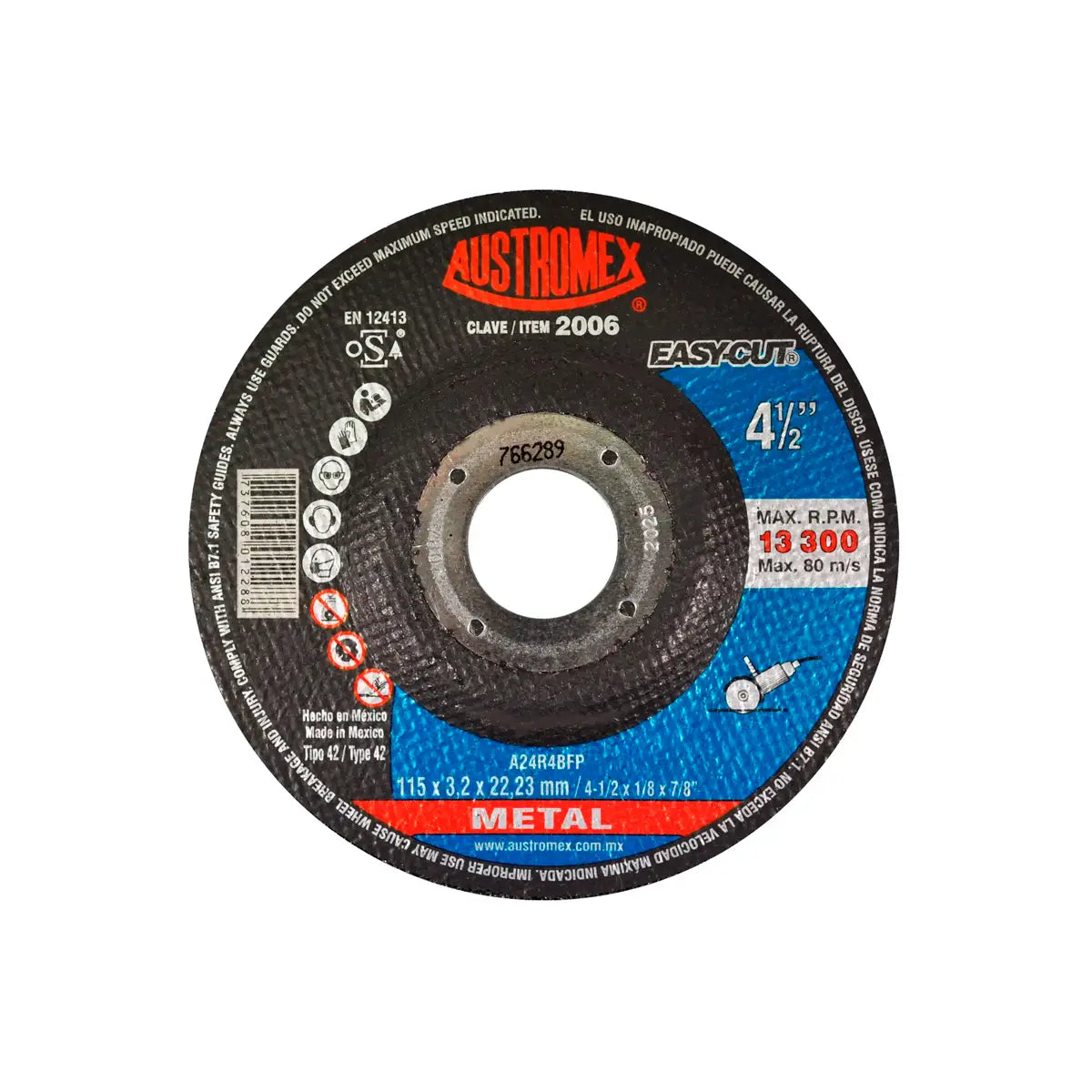 Disco T-27 4.1/2"X1/8"X7/8" Para Corte De Metal (Easy-Cut)