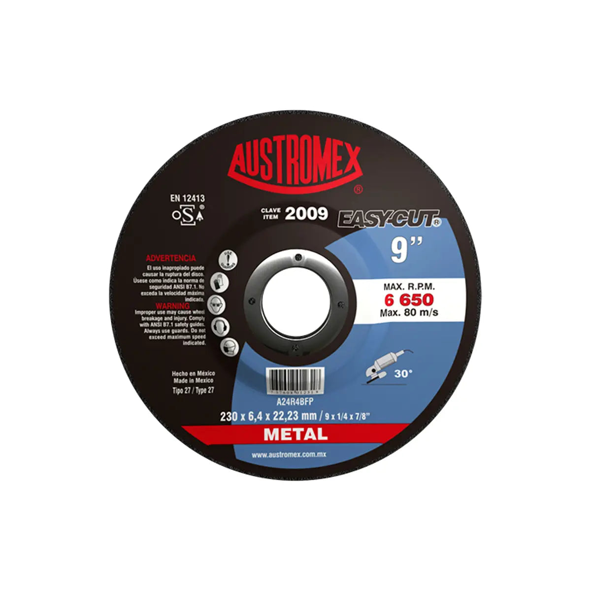 Disco T-27 9"X1/4"X7/8" Para Desbaste De Metal (Easy-Cut)