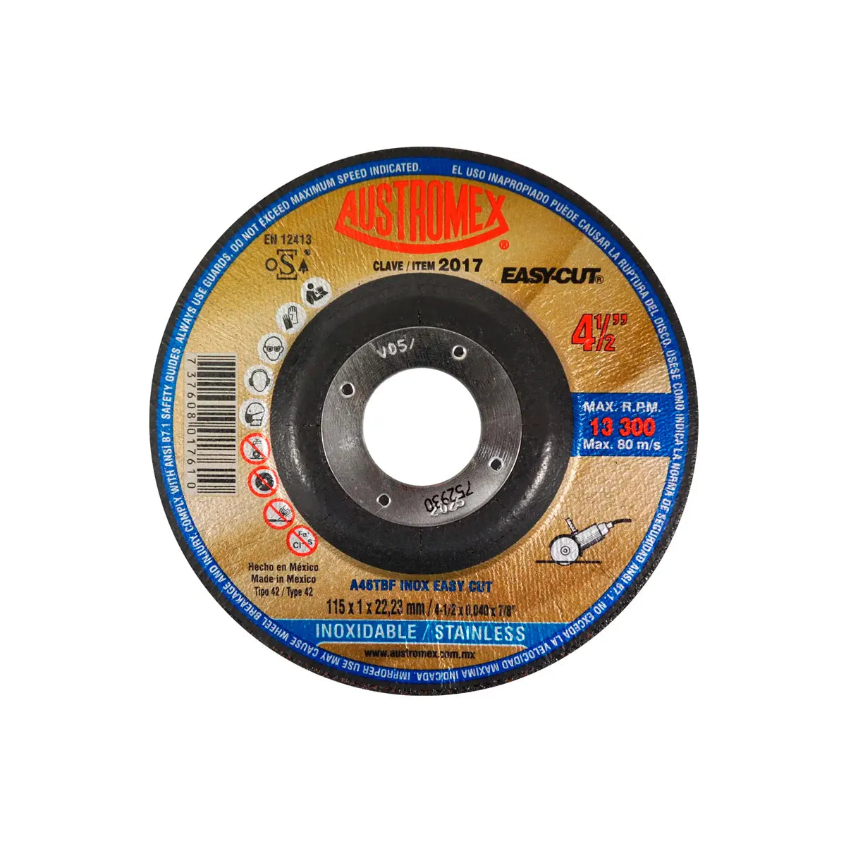 Disco Para Corte De Acero Inoxidable 4.1/2"X1Mmx7/8" (Easy-Cut)
