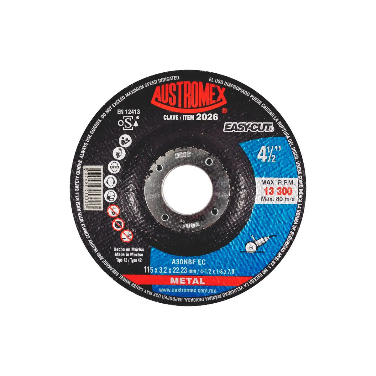 Disco T-27 4.1/2"X1/8"X7/8" Para Corte De Metal (Easy-Cut)