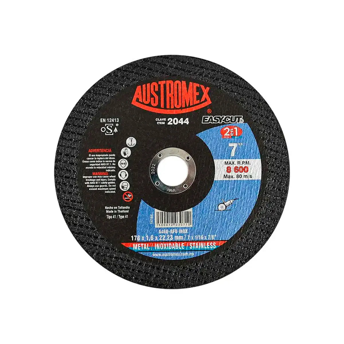 Disco Para Corte De Metal Y Acero Inoxidable 7"X1.6Mmx7/8"