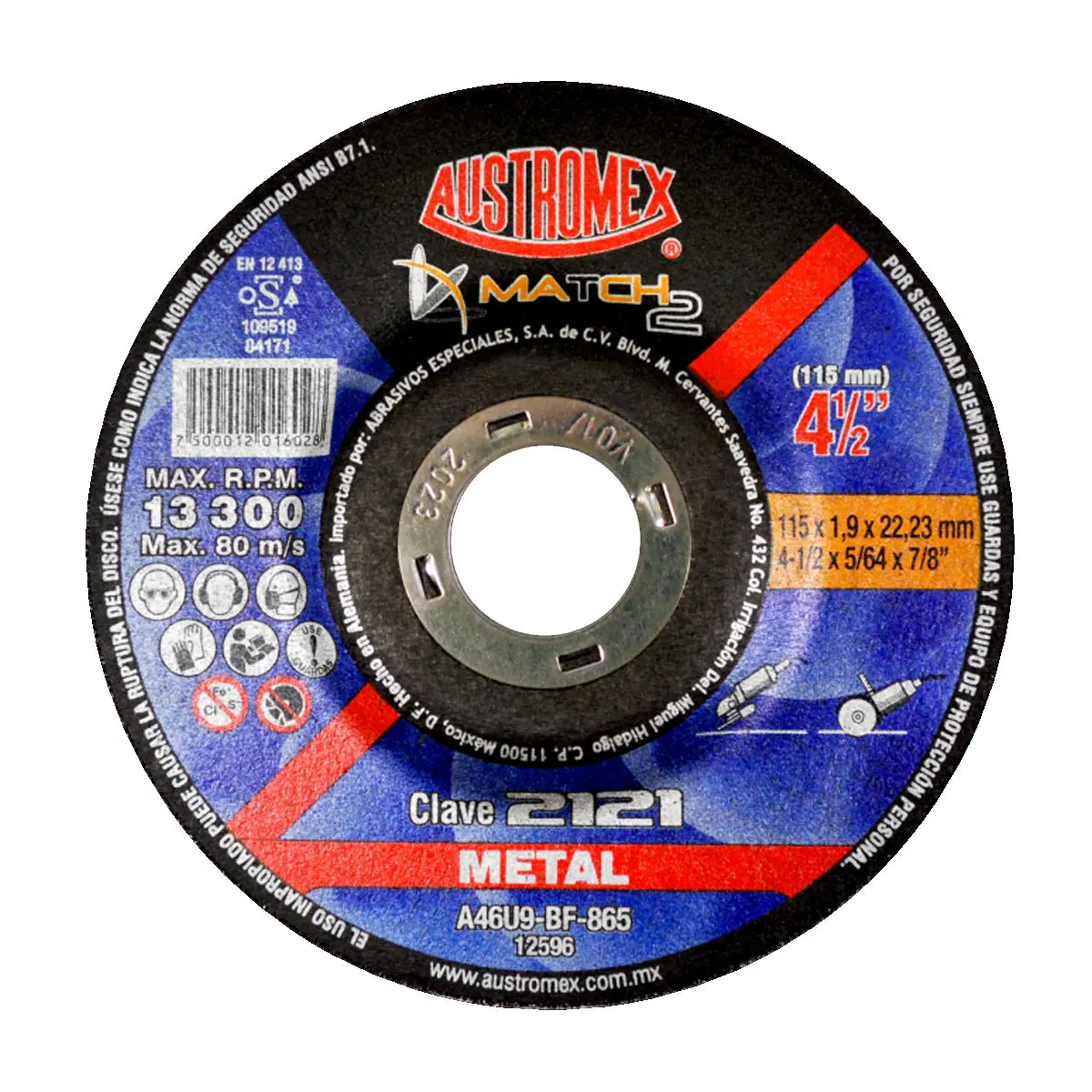Disco Para Corte Y Desbaste Fino 4.1/2"X5/64"X7/8" Corte, Rebabeo, Biselado Y Desbaste (Match 2)