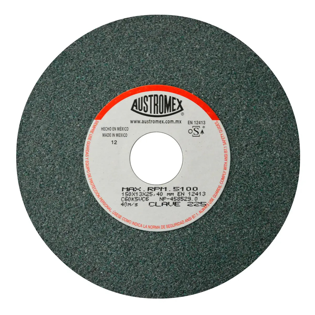 Piedra Abrasiva T-1 6"X1/2"X1"G60 Verde Medio Esmerilar-Rectificar-Afilar C.tungs