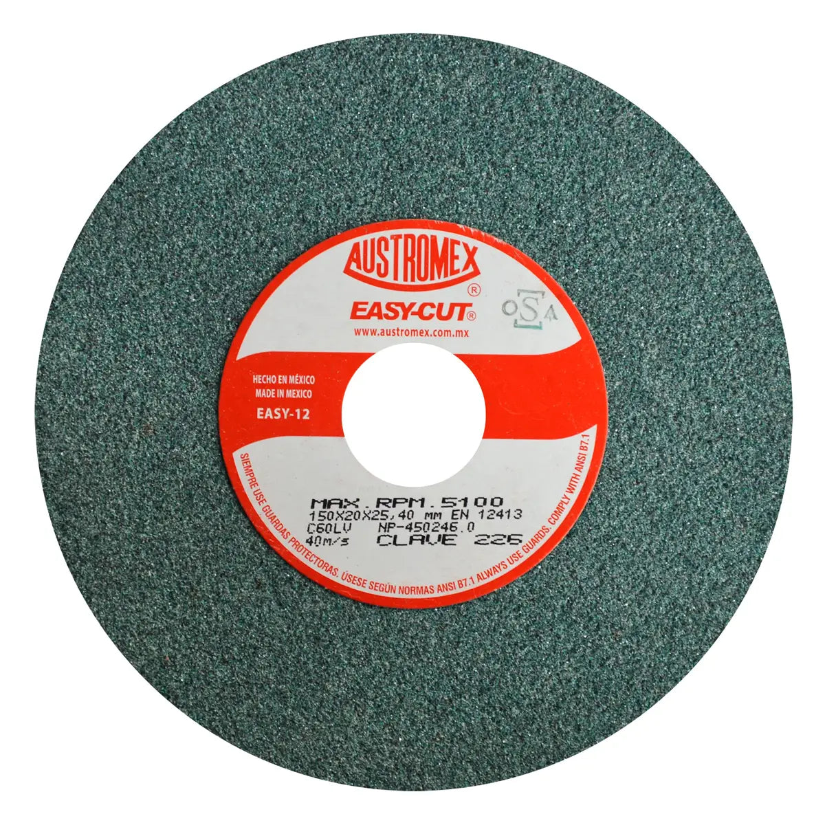 Piedra Abrasiva T-1 6"X3/4"X1" G60 Verde Medio Esmerilar-Rectificar-Afilar C.tungs