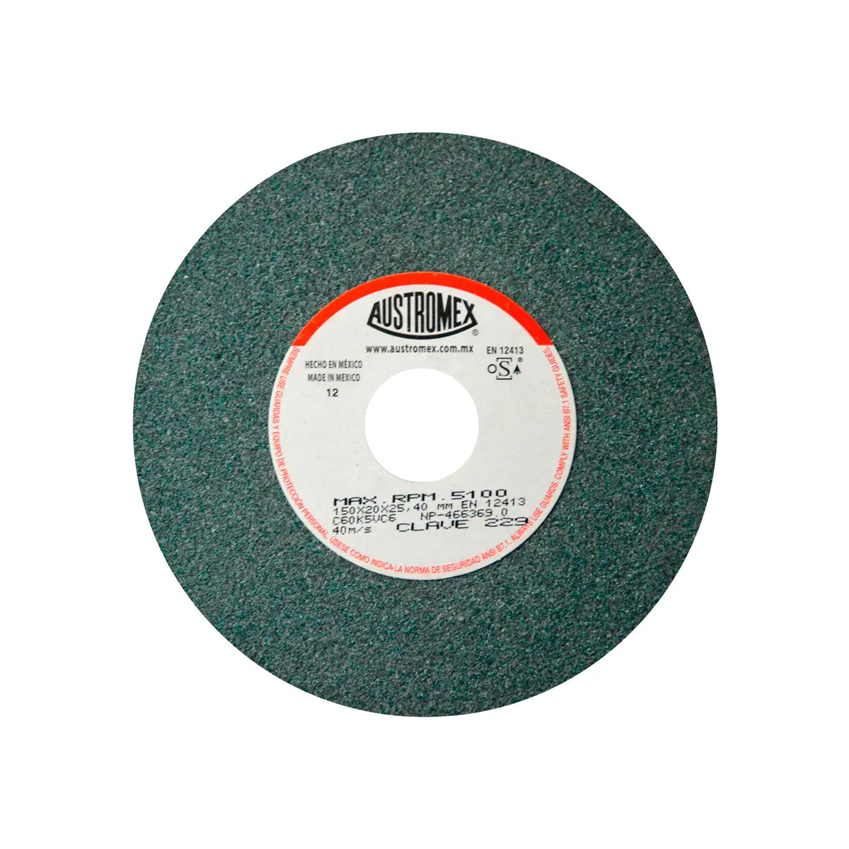 Piedra Abrasiva T-1 6"X3/4"X1"G60 Verde Medio Esmerilar-Rectificar-Afilar C.tungs