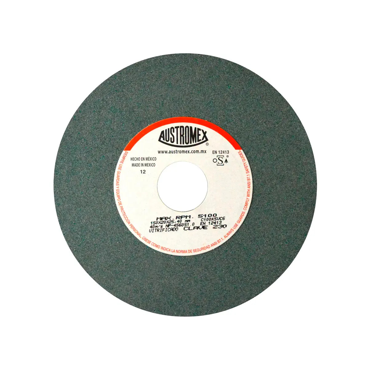 Piedra Abrasiva T-1 6"X3/4"X1"G100 Verde Fino Esmerilar-Rectificar-Afilar C.tungs