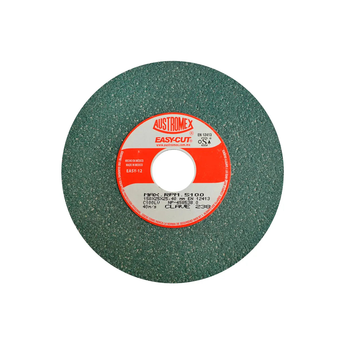 Piedra Abrasiva T-1 6"X1"X1" G100 Verde Fino Esmerilar-Rectificar-Afilar C.tungs