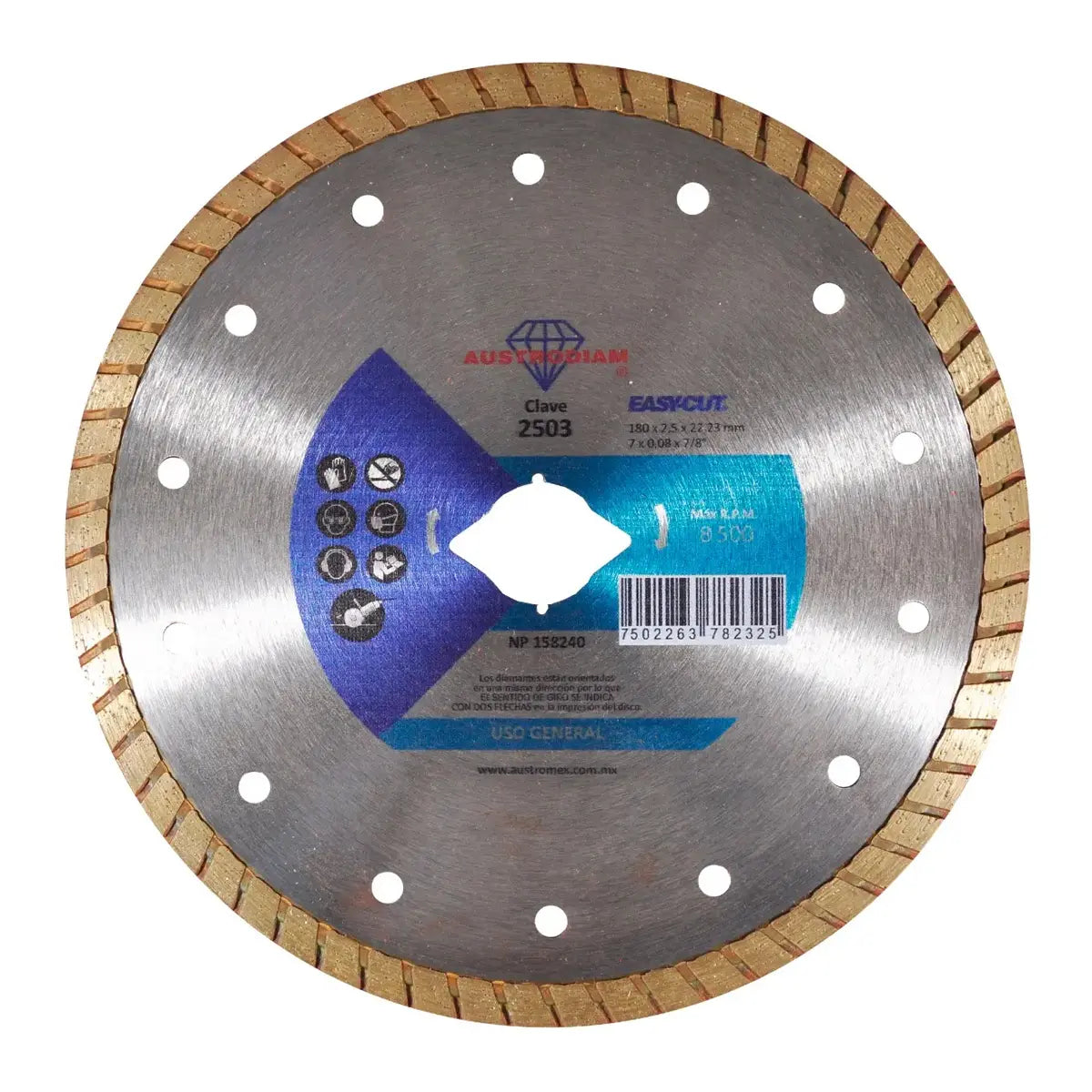 Disco De Diamante 7"X0.102"X7/8" Turbo Usos Generales (Easy-Cut)