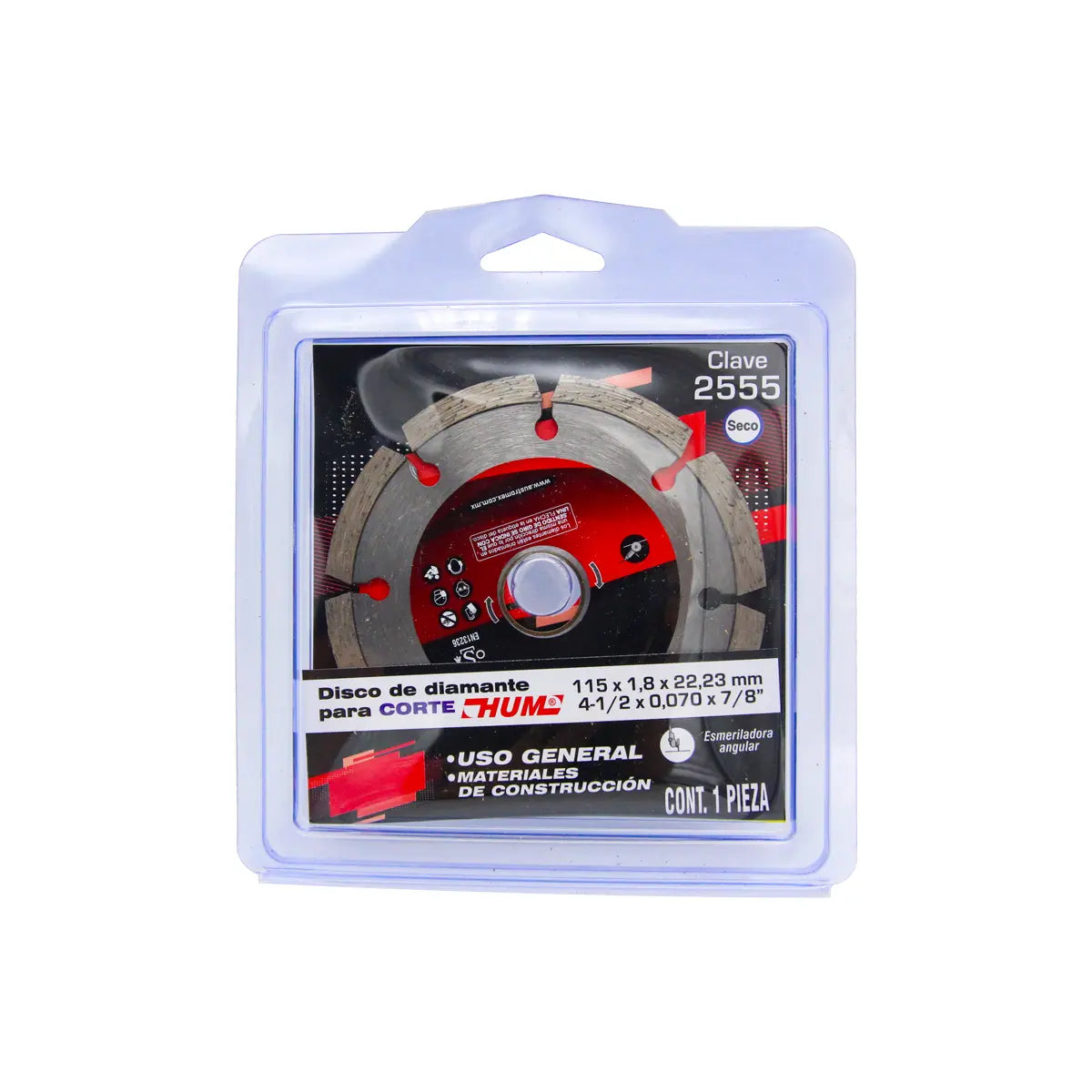 Disco De Diamante 4-1/2"X0.07X7/8" Segmentado Usos Generales (Hum)