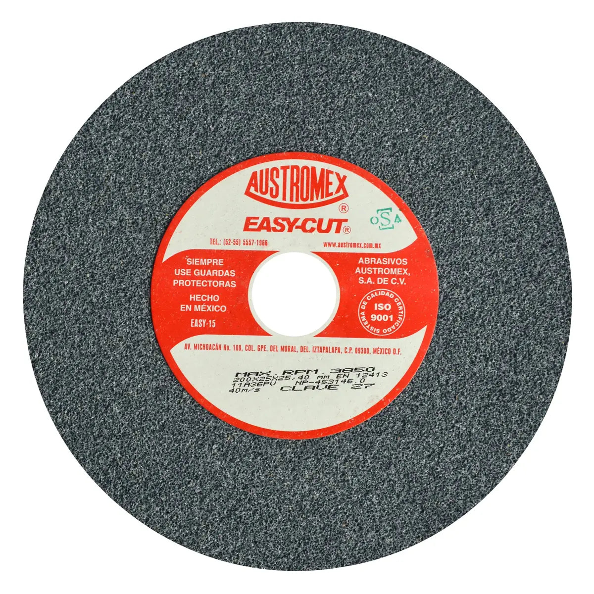 Piedra Abrasiva T-1 8"X1"X1"G36 Gris Burdo Uso Gral-Metal-Esmerilar-Afilar-H.forj (Easy-Cut)