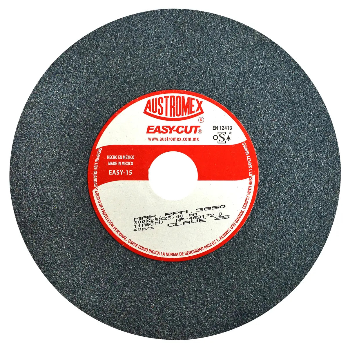 Piedra Abrasiva T-1 8"X1"X1"G60 Gris Medio Uso Gral-Metal-Esmerilar-Afilar-H.forj (Easy-Cut)