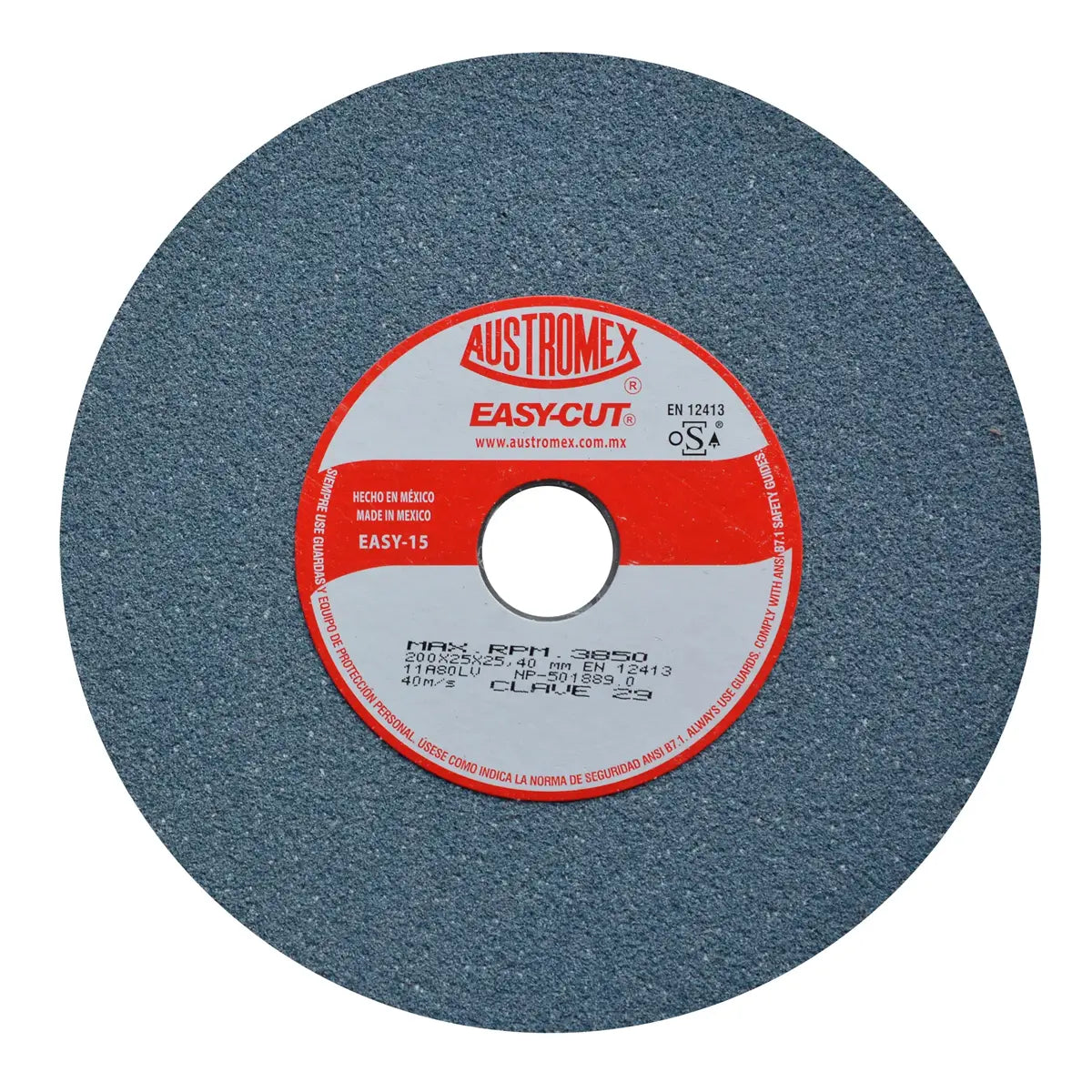 Piedra Abrasiva T-1 8"X1"X1"G80 Gris Fino Uso Gral-Metal-Esmerilar-Afilar-H.forj (Easy-Cut)