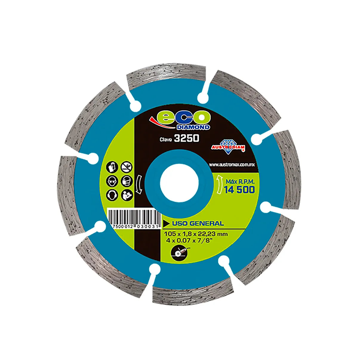 Disco De Diamante 4"X0.075"X7/8" Segmentado Usos Generales (Ecodiamond)