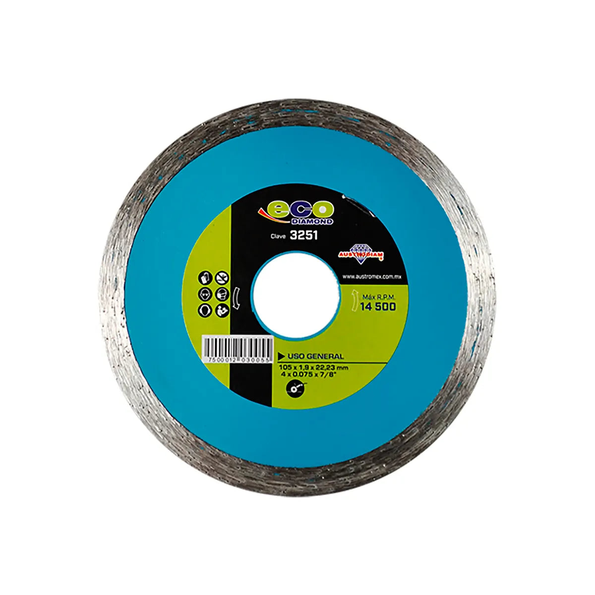 Disco De Diamante 4"X0.07"X7/8" Rin Continuo Usos Generales (Ecodiamond)