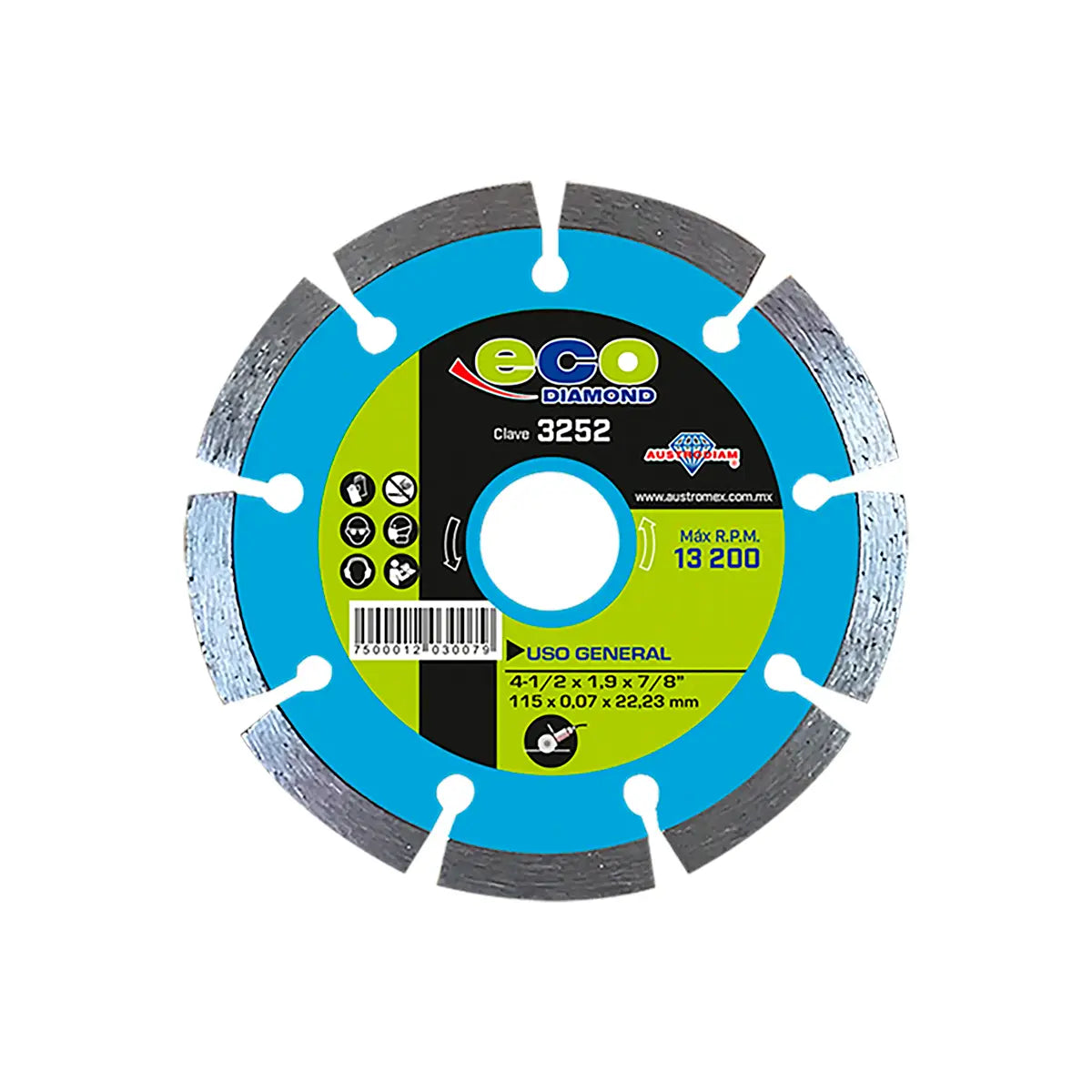 Disco De Diamante 4.1/2"X0.075"X7/8" Segmentado Usos Generales (Ecodiamond)