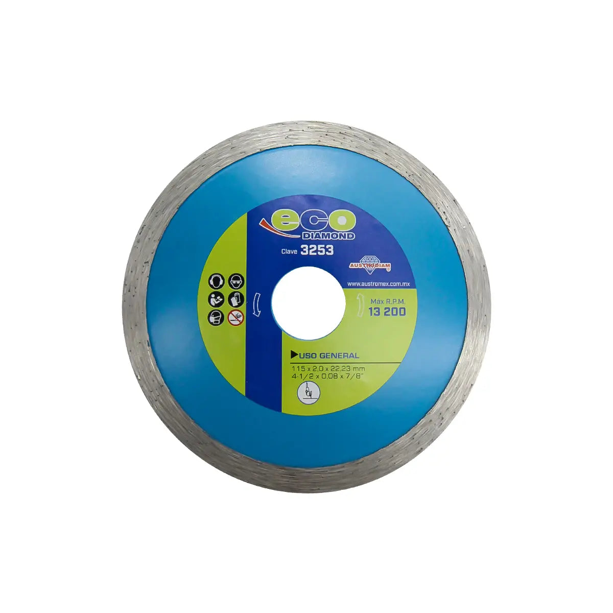 Disco De Diamante 4.1/2"X0.075"X7/8" Rin Continuo Usos Generales (Ecodiamond)
