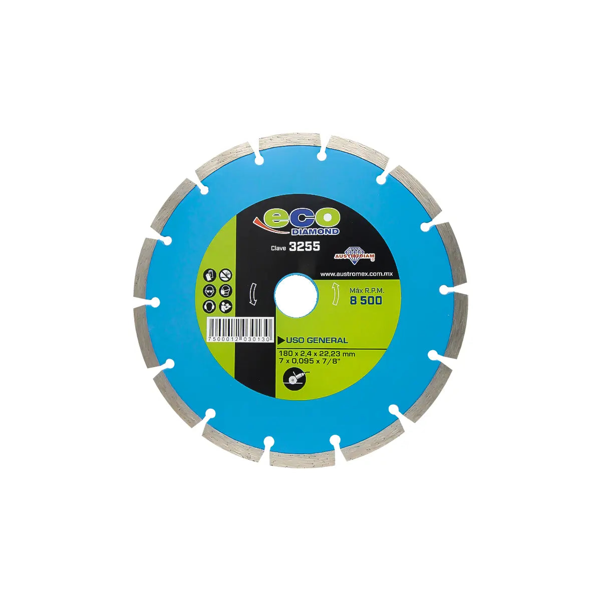 Disco De Diamante 7"X0.095"X7/8" Segmentado Usos Generales (Ecodiamond)
