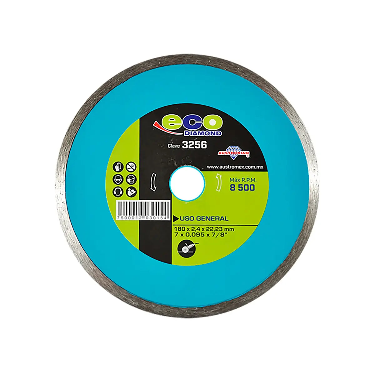 Disco De Diamante 7"X0.095"X7/8" Rin Continuo Usos Generales (Ecodiamond)