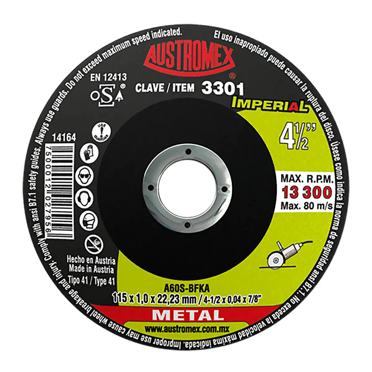 Disco Para Corte De Metal 4.1/2"X1Mmx7/8" Super Delgado (Imperial)