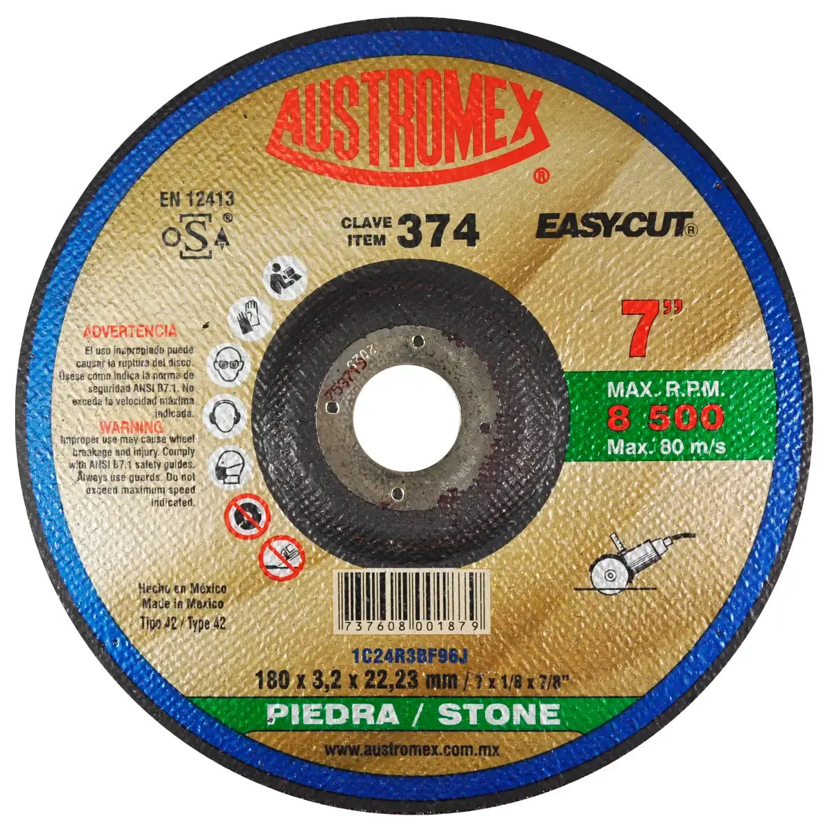 Disco T-27 7"X3/32"X7/8" Para Corte De Piedra (Easy-Cut)
