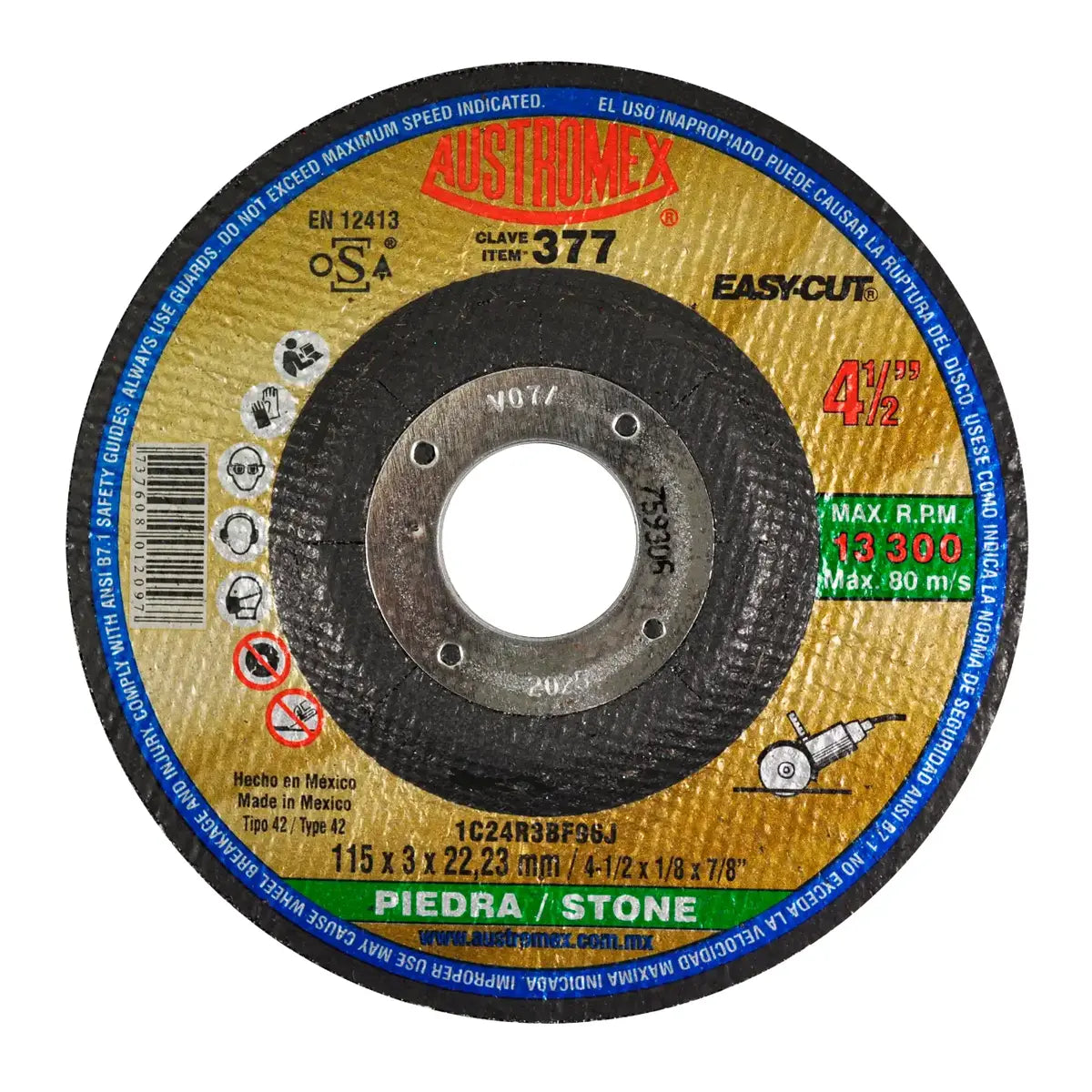 Disco T-27 4.1/2"X3/32"X7/8" Para Corte De Piedra (Easy-Cut)