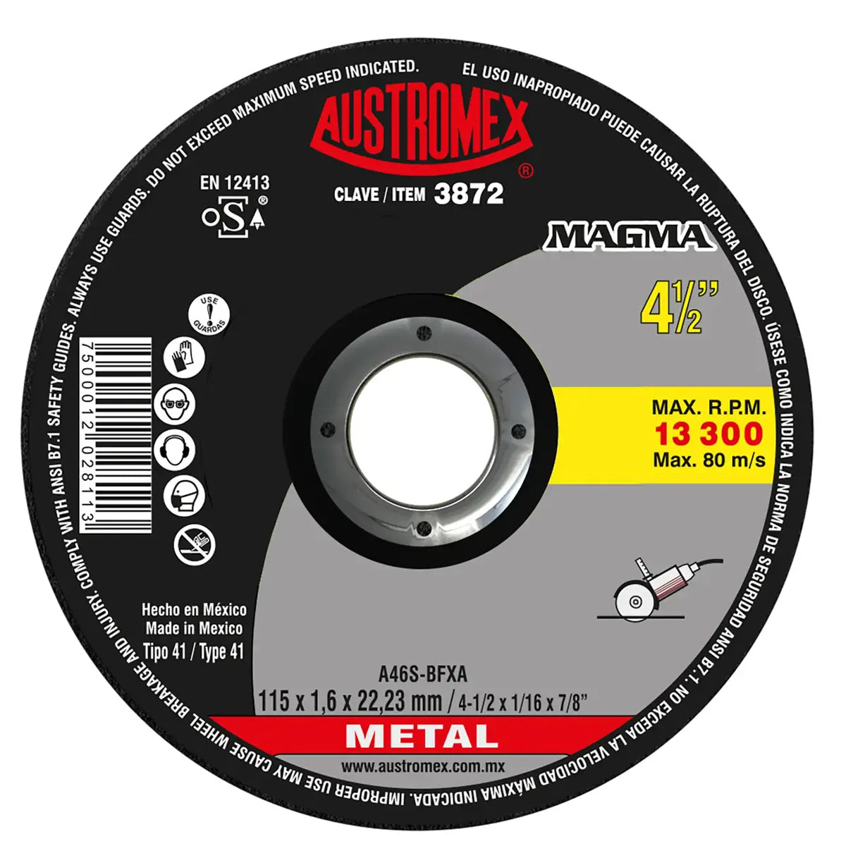 Disco Para Corte De Metal 4.1/2"X1.6Mmx7/8" Super Delgado (Magma)