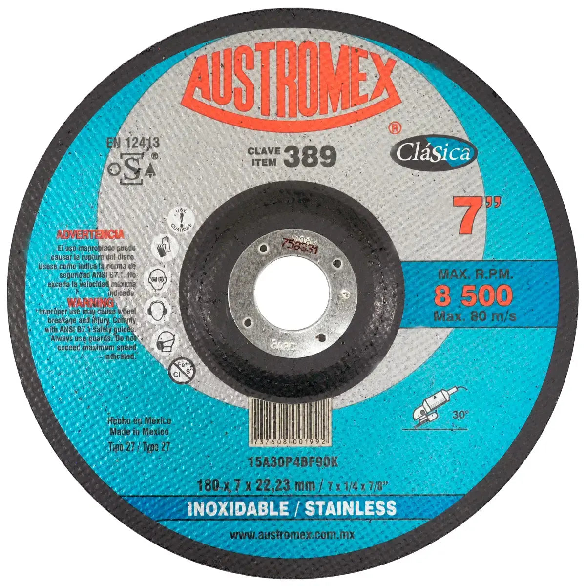 Disco T-27 7"X1/4"X7/8" Para Desbaste De Acero Inox. Triple Malla De F.v.