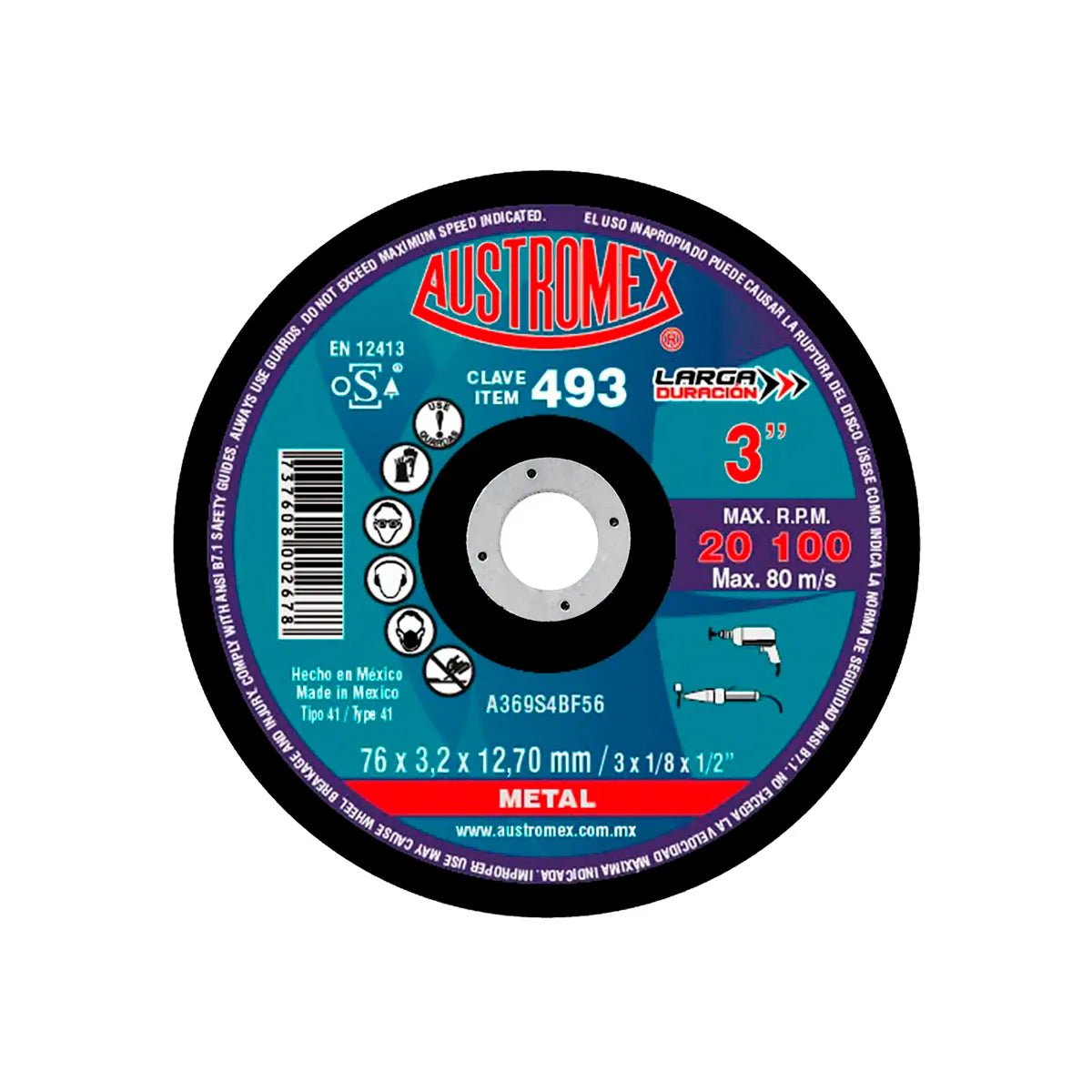 Disco Para Corte De Metal 3"X1/8"X1/2" Larga Duracion
