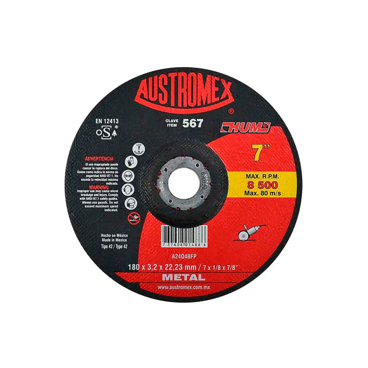 Disco T-27 7"X1/8"X7/8" Para Corte De Metal (Hum)