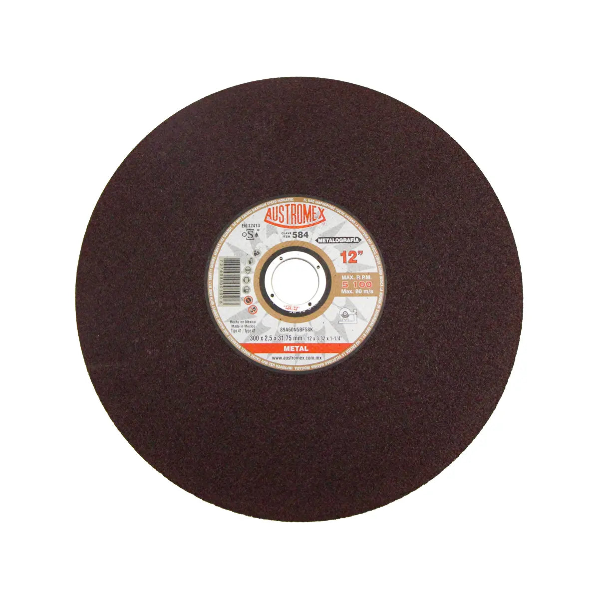Disco Para Corte De Metalografica 12"X3/32"X1.1/4" Frio Y Rapido