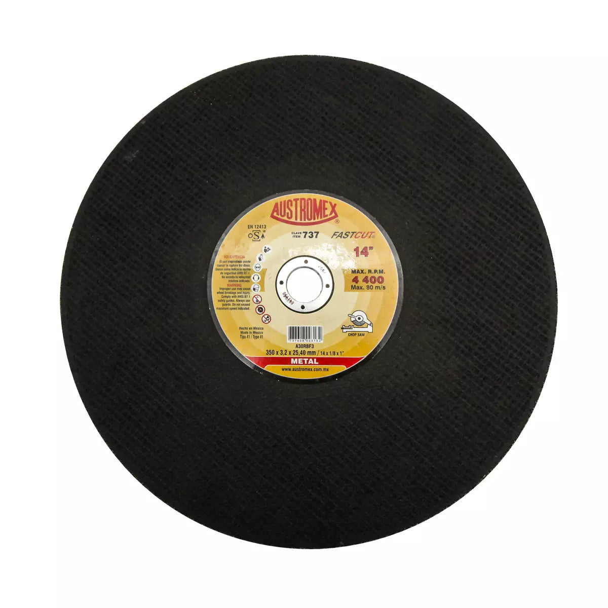 Disco Para Corte De Metal 14"X7/64"X1" Huecos (Alto Rendimiento)
