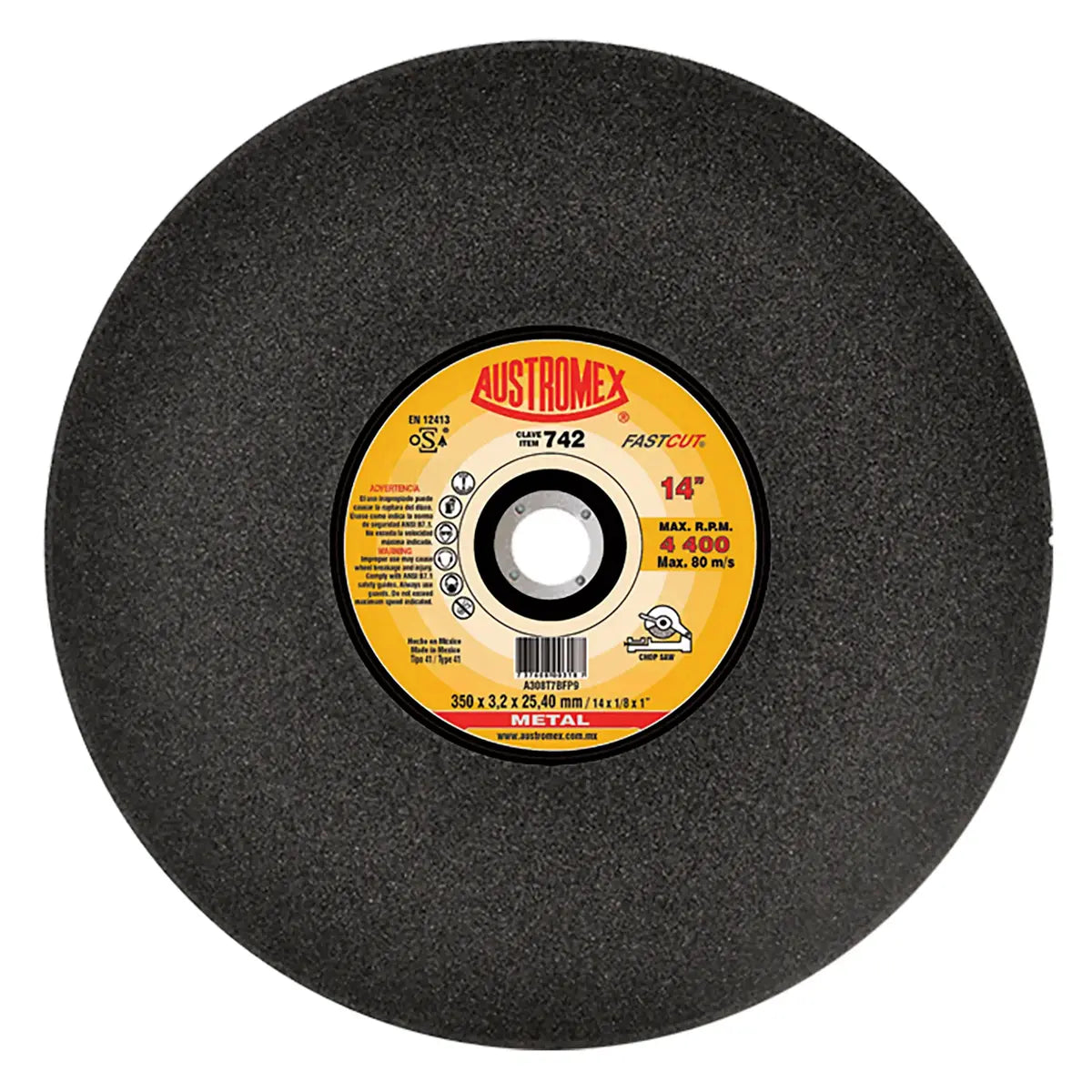 Disco Para Corte De Metal 14"X7/64"X1" Solidos (Alto Rendimiento)