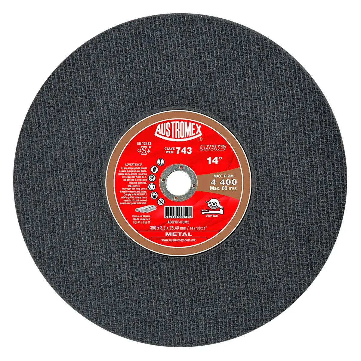 Disco Para Corte De Metal 14"X7/64"X1" Huecos (Hum)