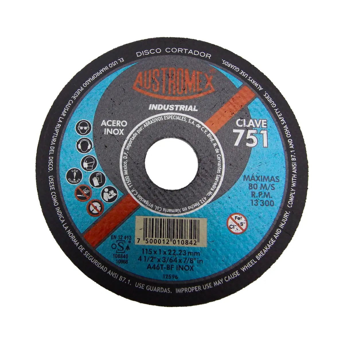 Disco Para Corte De Acero Inoxidable 4.1/2"X1Mmx7/8" Super Delgado (Industrial)