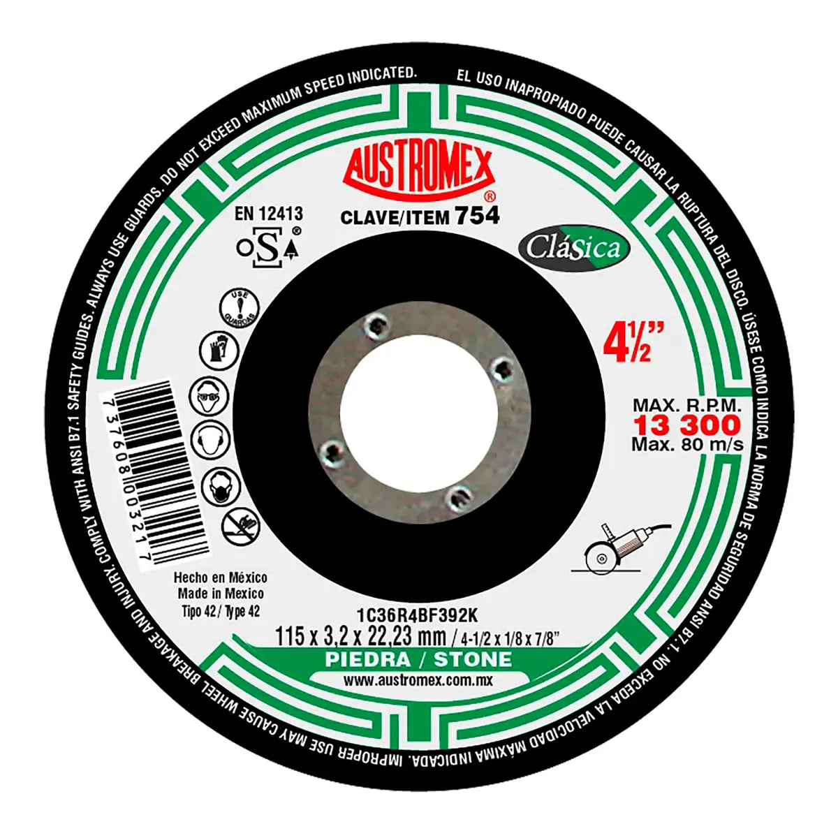 Disco T-27 4.1/2"X1/8"X7/8" Para Corte De Piedra (Alto Rendimiento)