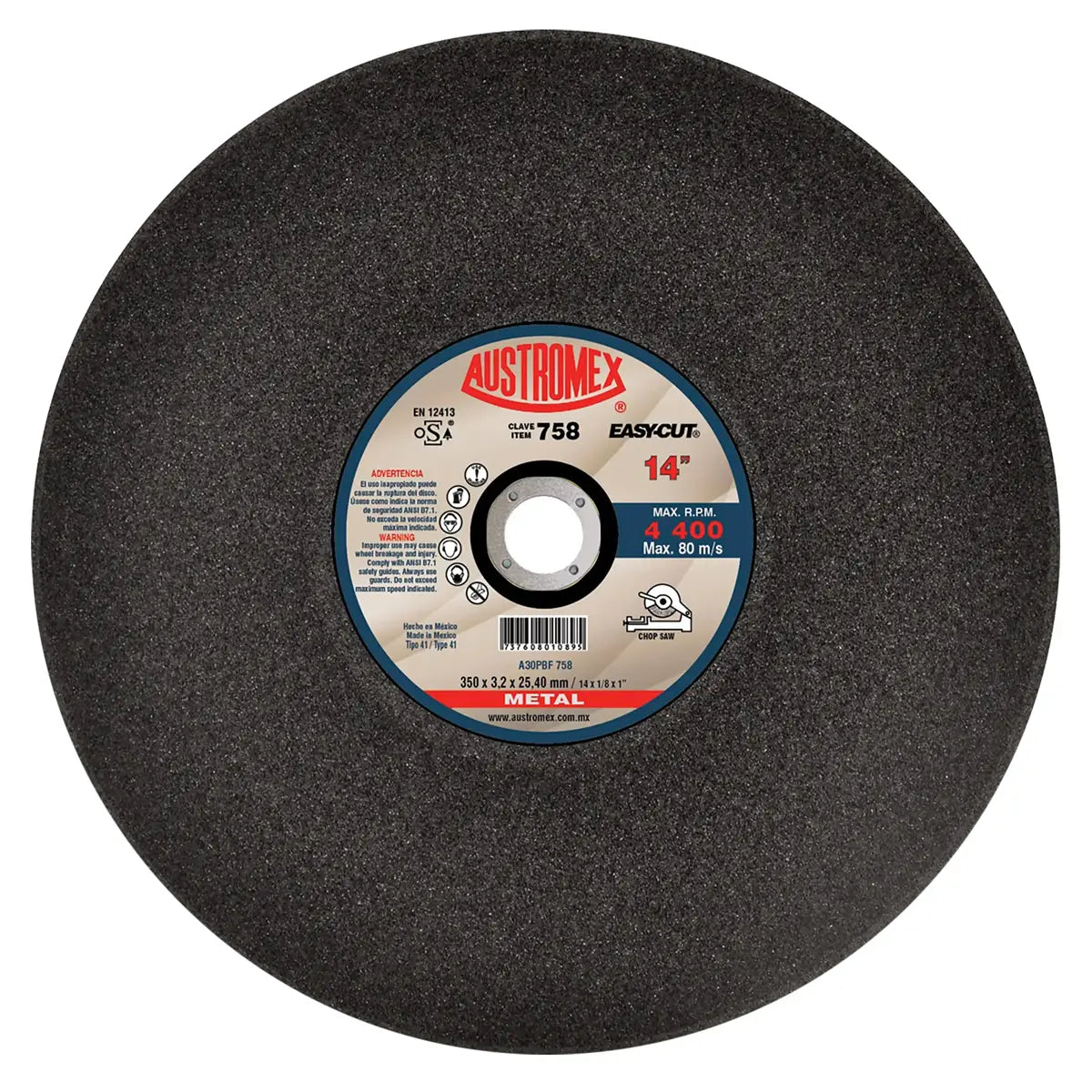 Disco Para Corte De Metal 14"X7/64"X1" Solidos (Easy-Cut)