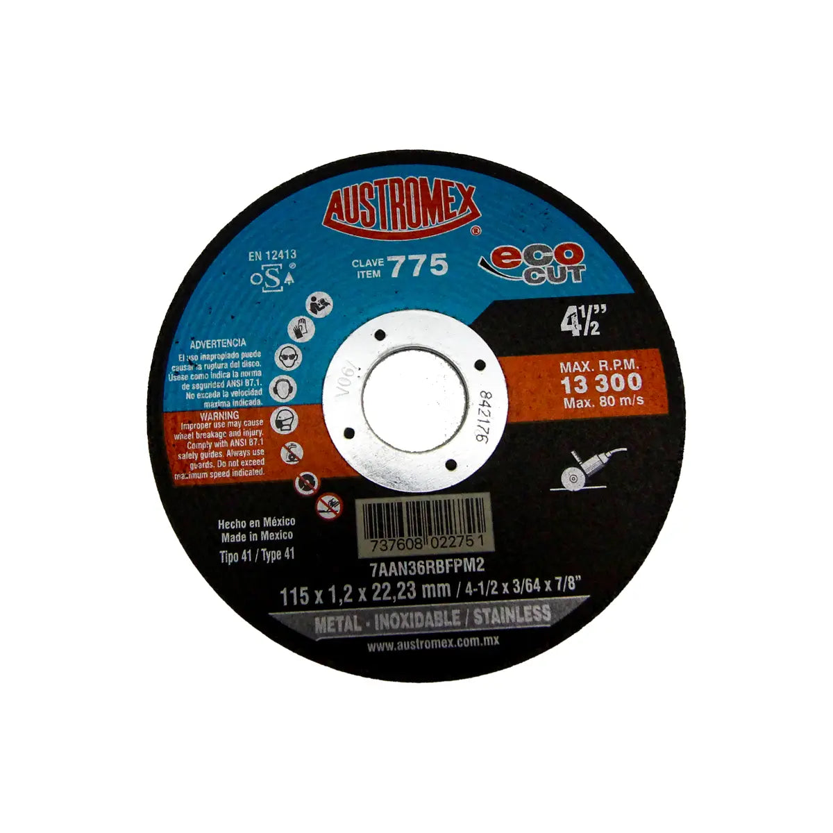 Disco Para Corte De Metal 4.1/2"X3/64"X7/8" (Eco-Cut)