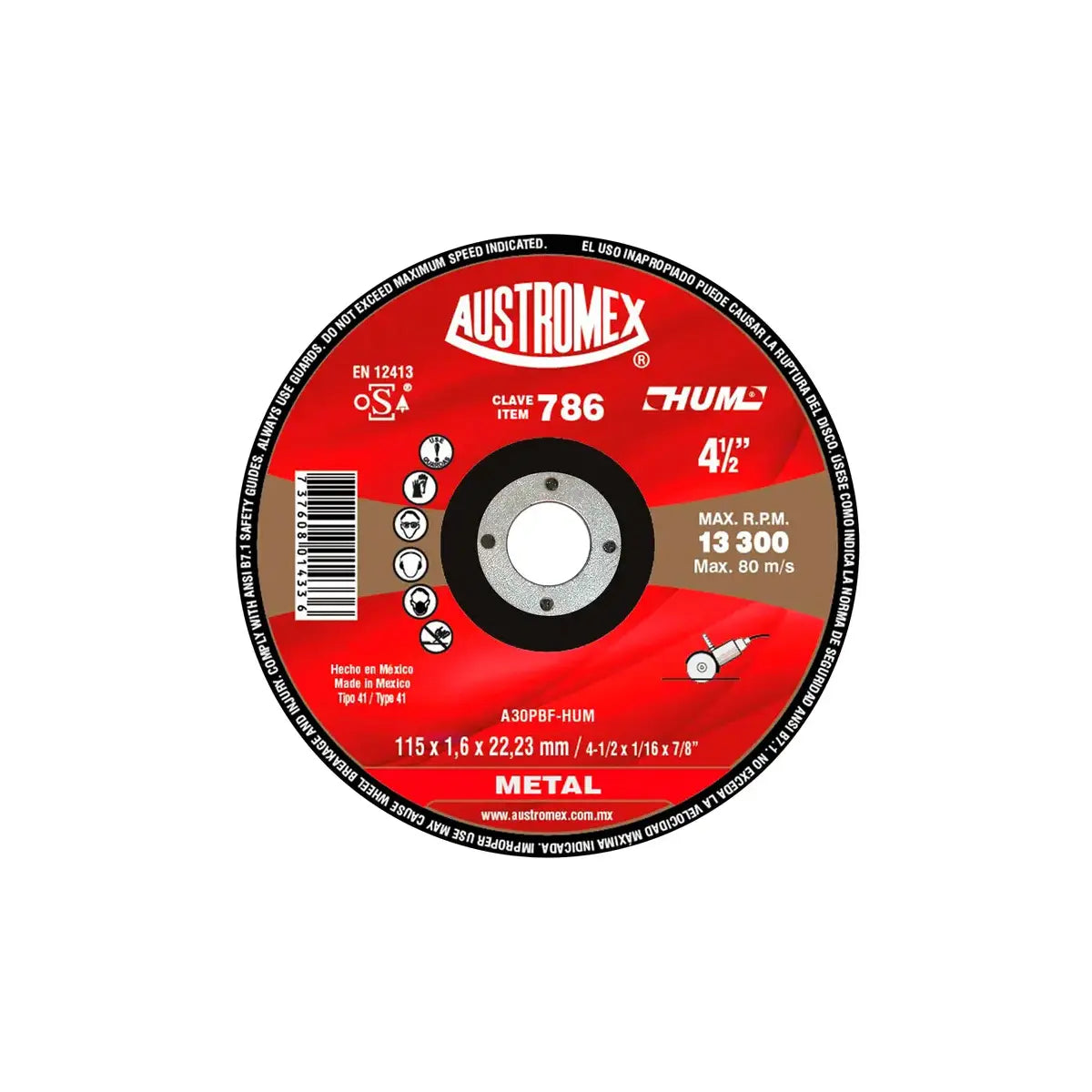 Disco Para Corte De Metal 4.1/2X1/16X7/8 (Hum)