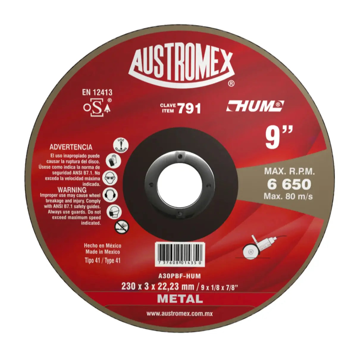 Disco Para Corte De Metal 9X3/32X7/8 (Hum)